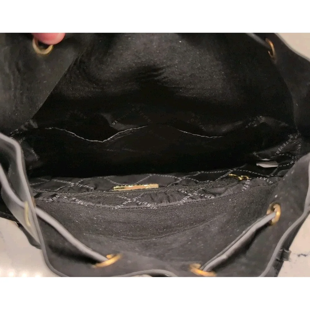 STEVE MADDEN BDaniela faux-leather black bucket‎ bag NWT